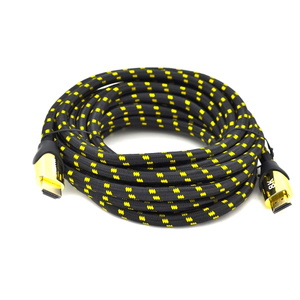 Кабель Ritar PL-HD207 HDMI-HDMI 19+1, UltraHD 8K 60HZ,4K 120HZ, 5.0m, v2,1, OD-6.3mm, с фильтром, в оплетке Black / Gold, коннектор Gold, Blister, Q50