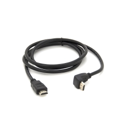 Кабель MerlionHDMI-HDMI 1,5m, v1.4, OD-7.5mm, круглый Black, коннектор Black 90deg; угловой