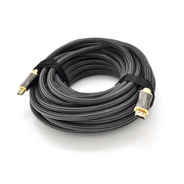 Кабель VEGGIEG HA-15 HDMI-HDMI 4K UHD, 15.0m, v2,0, OD-4.0mm, круглый, Black, коннектор Black-Metal, Box