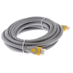 Кабель Merlion HDMI-HDMI V-Link High Speed 1,5m, v2,0, OD-8.2mm, круглый Grey, коннектор Grey / Yellow, (Пакет), Q150
