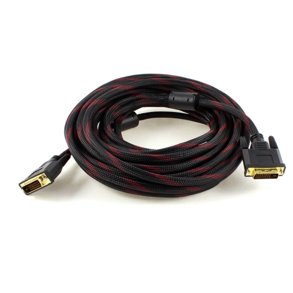 Кабель Merlion Dvi-Dvi 3.0m, 2 ферита, оплетка, Black / Red, 24 / 24pin, (Пакет) Q100