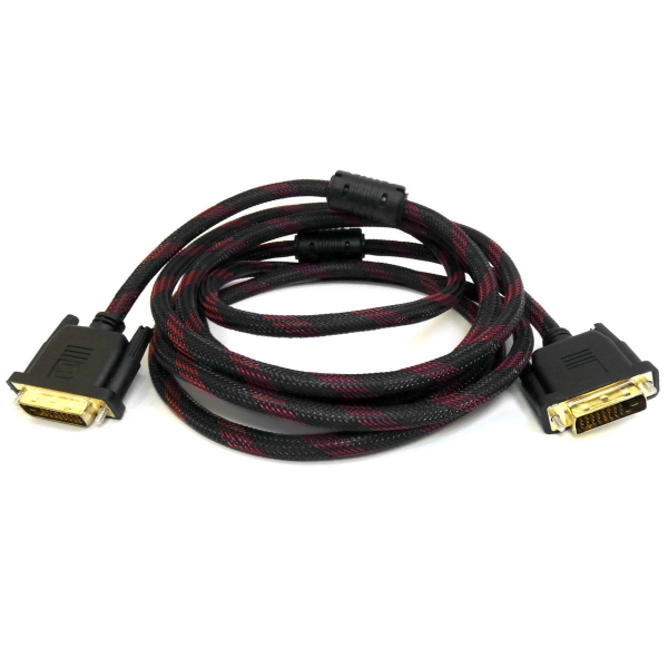 Кабель Merlion Dvi-Dvi 10m, 2 ферита, оплетка, Black, 24 / 24pin, (Пакет), Q50