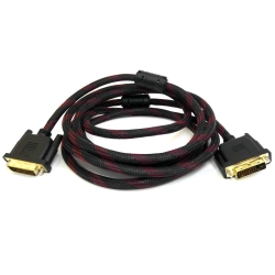 Кабель Merlion Dvi-Dvi 10m, 2 ферита, оплетка, Black, 24 / 24pin, (Пакет), Q50