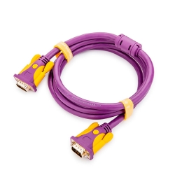 Кабель JH-VGA39 VGA 3+9, 1,5m, male to male (папа-папа), 1 феррит, purple, Пакет 