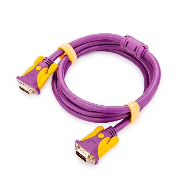 Кабель JH-VGA39 VGA 3+9, 3,0m, male to male (папа-папа), 1 феррит, purple, Пакет