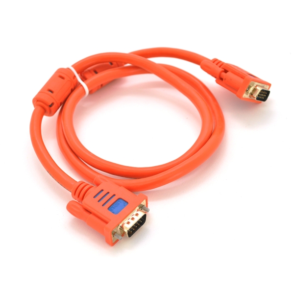 Кабель Merlion VGA 3+6 lIJIA PREMIUM 1,0m, male to male (папа-папа), 2 феррита, ORANGE, кулёк 1080P Q150