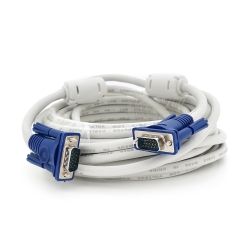 Кабель Merlion VGA 3+4 10m, male to male (папа-папа), 2 феррита, бело-синий, пакет Q50