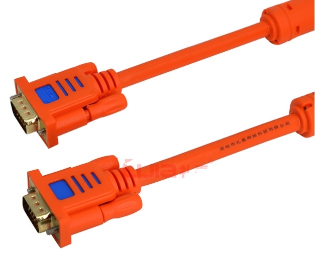 Кабель Merlion VGA 3+6 lIJIA PREMIUM 5,0m, male to male (папа-папа), 2 феррита, ORANGE, кулёк 1080P Q150