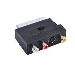 Переходник SCART (папа)-3 RCA (мама)+Svideo Black c переключателем 