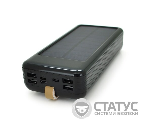 Power bank KKD-6W 60000 mAh Solar, flashlight, Input: 5V/2.1A(MicroUSB, TypeC, Lightning), Output: 5V /2.1A(4xUSB), plastic, Black, BOX