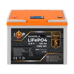 Аккумулятор LP LiFePO4 12V (12,8V) - 100 Ah (1280Wh) (BMS 80A/40А) пластик LCD
